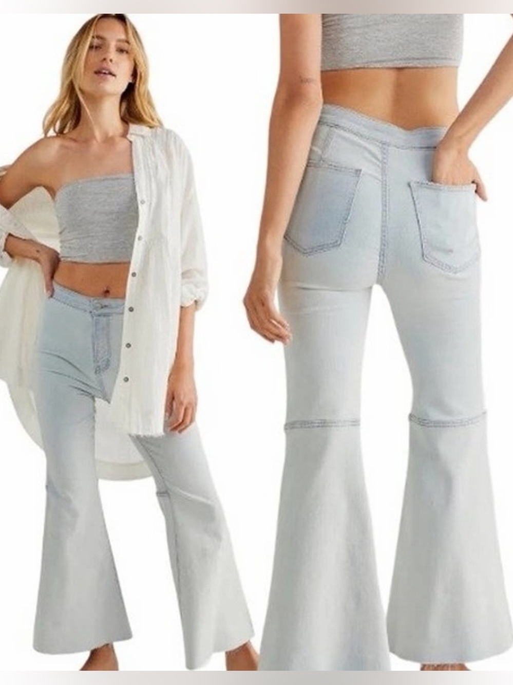 Free People Light Blue Flare Jeans
